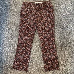 Anthropologie Red and Black Patterned Cropped Pants